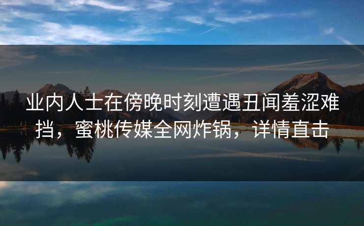 业内人士在傍晚时刻遭遇丑闻羞涩难挡，蜜桃传媒全网炸锅，详情直击