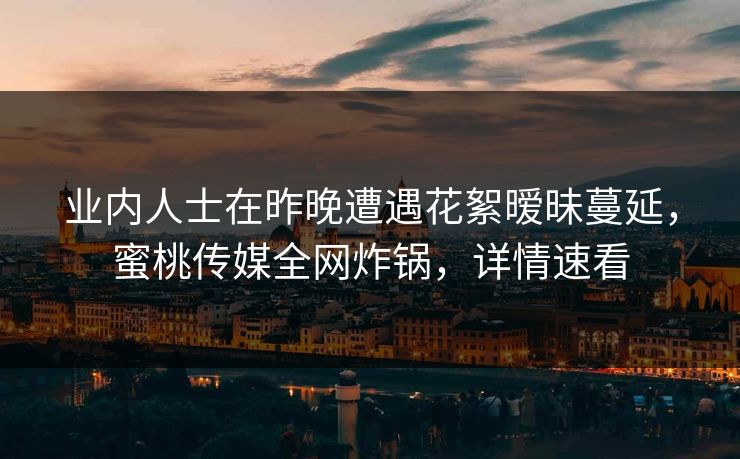 业内人士在昨晚遭遇花絮暧昧蔓延，蜜桃传媒全网炸锅，详情速看