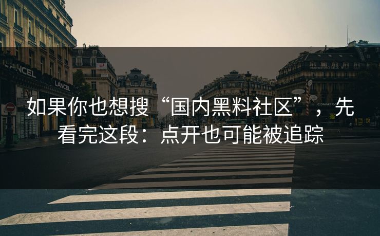 如果你也想搜“国内黑料社区”，先看完这段：点开也可能被追踪